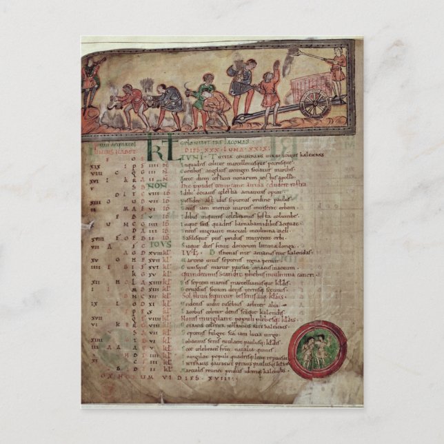 Skapar och plöjning från en kalender vykort (Framsida)