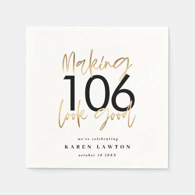 Skapar se bra guld födelsedagsfest-servar pappersservett (Framsidan)