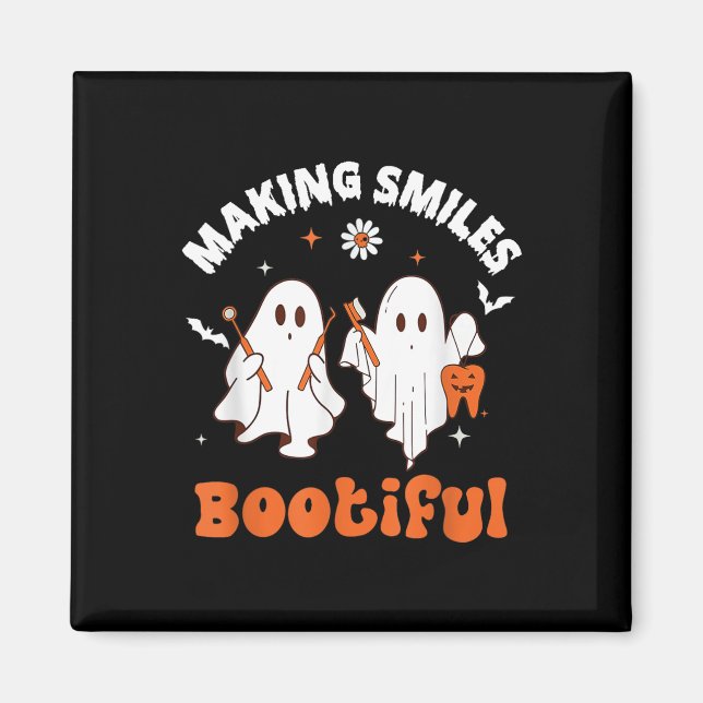 Skapar Smiles Bootiful Funny Ghost Dentist Hallowe Magnet (Framsidan)