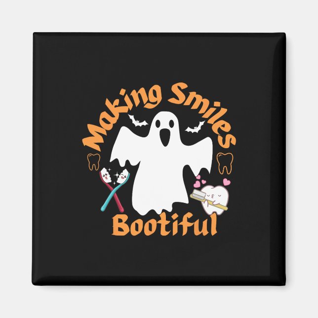 Skapar Smiles Bootiful Funny Ghost Dentist Hallowe Magnet (Framsidan)