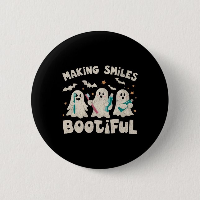 Skapar Smiles Bootiful Halloween Funny Ghost Denti Knapp (Framsida)