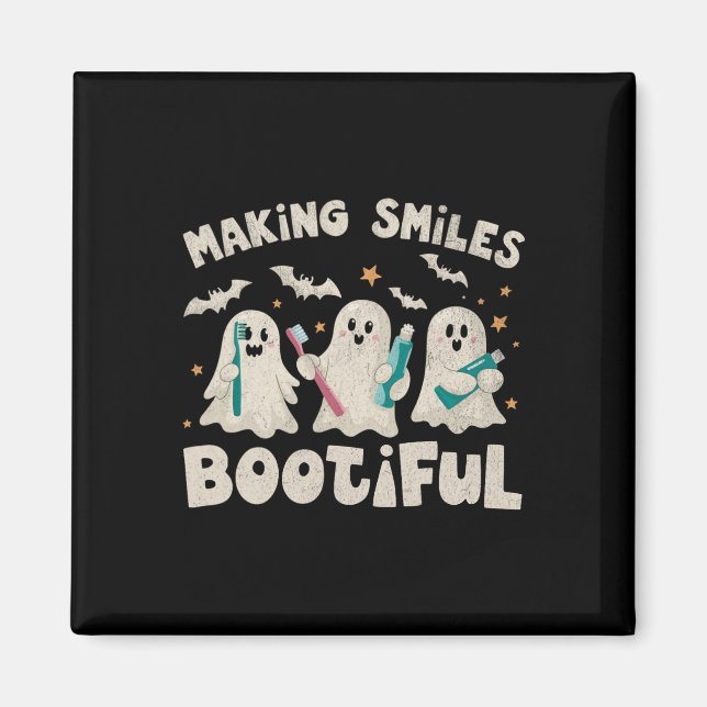 Skapar Smiles Bootiful Halloween Funny Ghost Denti Magnet (Framsidan)