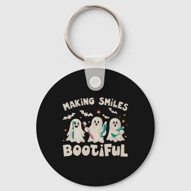 Skapar Smiles Bootiful Halloween Funny Ghost Denti Nyckelring (Framsida)