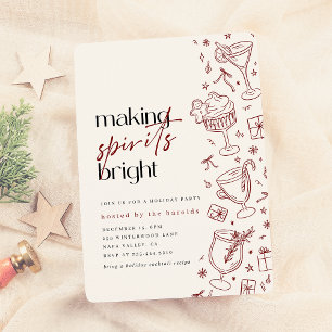 Skapar Spirits Bright Doodle jul Party Inbjudningar
