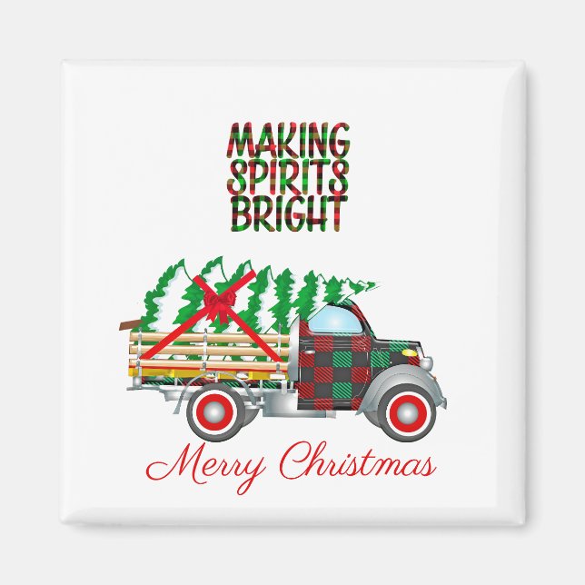 Skapar Spirits Bright God jul Magnet (Framsidan)