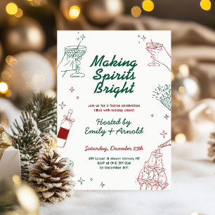 Skapar Spirits Bright Helgdag Cocktail Party Inbjudningar