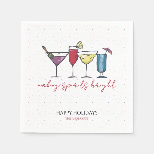 Skapar Spirits Bright Helgdag Cocktail Party Pappersservett (Framsidan)