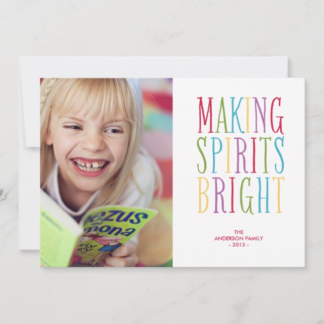 SKAPAR SPIRITS BRIGHT | HELGDAG-FOTOKORT JULKORT (Framsida)