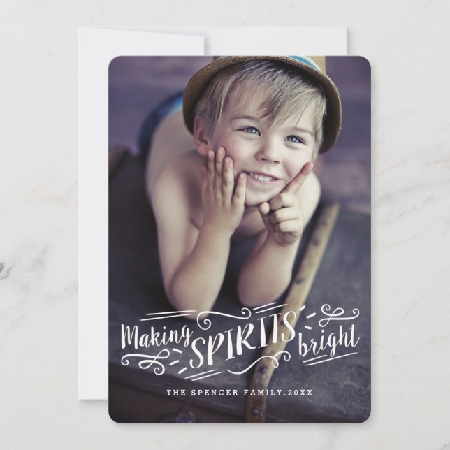 Skapar Spirits Bright Helgdag Photo Card Julkort (Framsida)