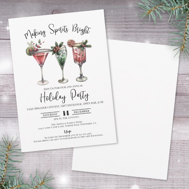 Skapar Spirits Bright jul Cocktail Party Inbjudningar (Making Spirits Bright Christmas Cocktail Party Invitation)