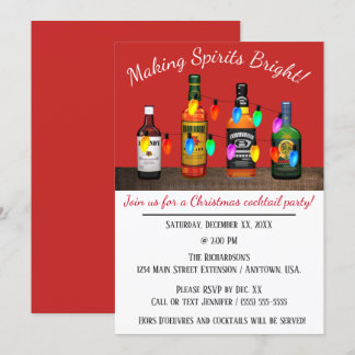 Skapar Spirits Bright jul Cocktail Party Inbjudningar