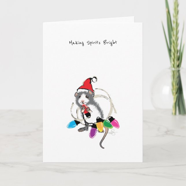 Skapar Spirits Bright jul Mouse Helgkort (Framsida)