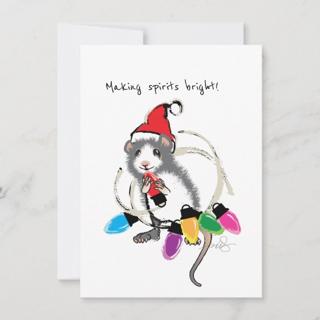Skapar Spirits Bright jul Mouse Inbjudningar (Framsida)