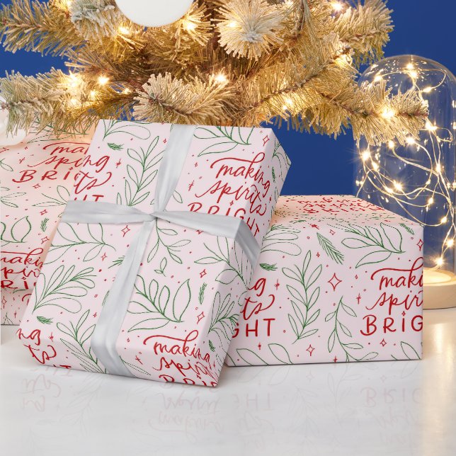 Skapar Spirits Bright Jul Wrapping Papper Presentpapper (Helgdagar)
