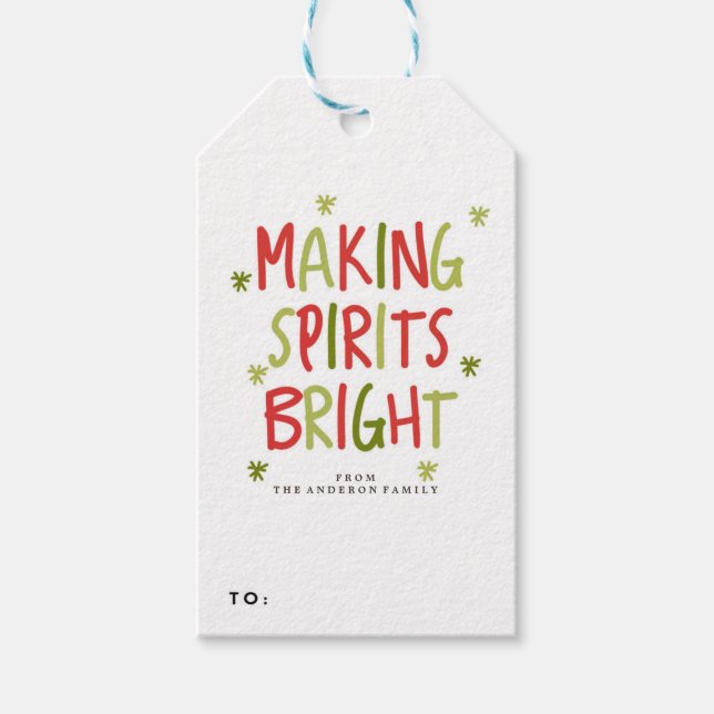 SKAPAR SPIRITS BRIGHT-juletiketter Presentetikett (Framsidan)