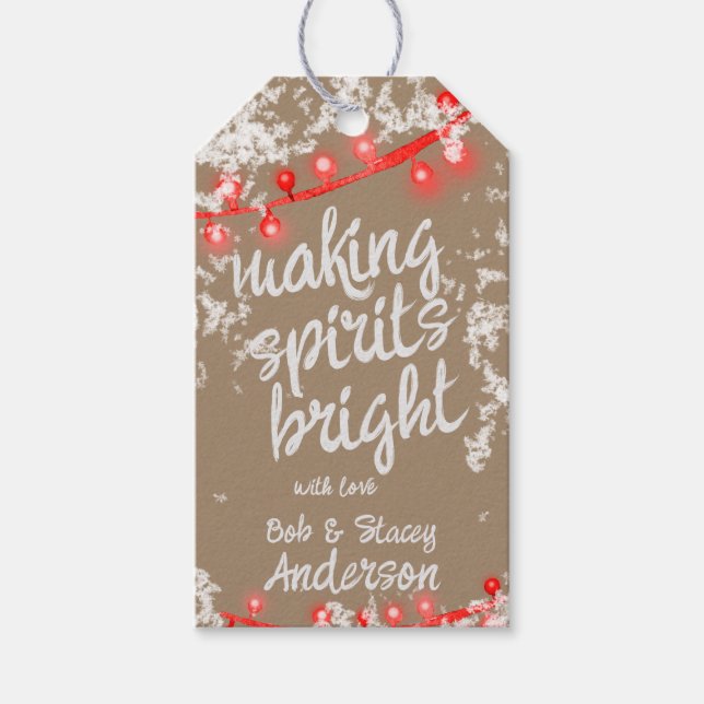 Skapar Spirits Bright Snowy Red jul Ljus Presentetikett (Framsidan)