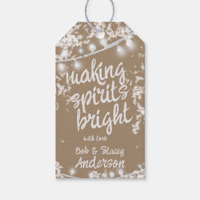 Skapar Spirits Bright Snowy White jul Ljus Presentetikett (Framsidan)