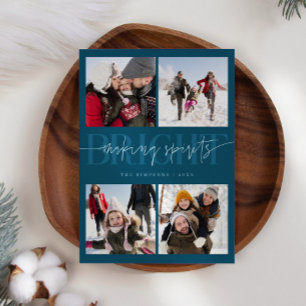 Skapar Spirits Bright Teal jul Multi Photo Julkort