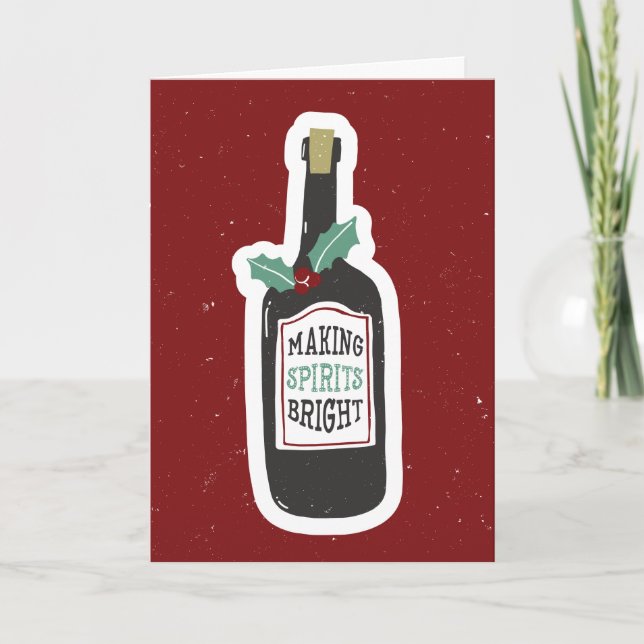 Skapar Spirits Bright Vin-julkort Kort (Framsida)