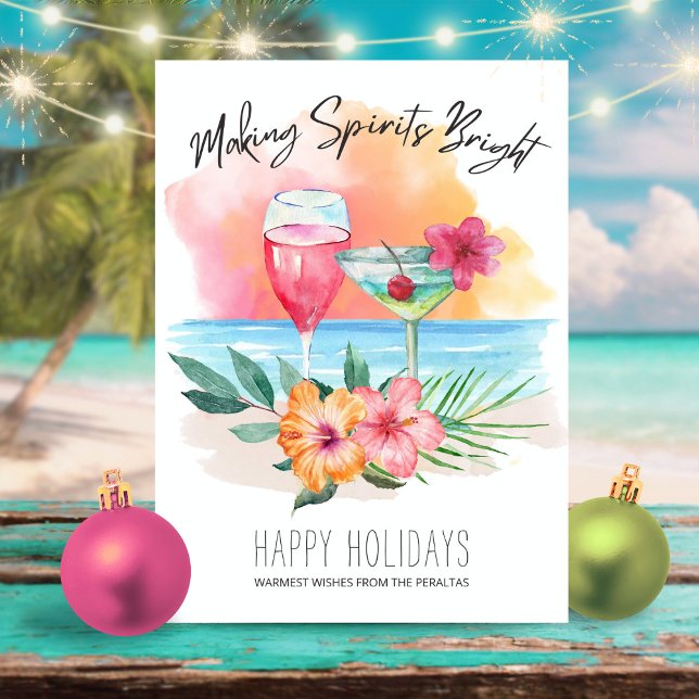 Skapar Spriits Bright Tropical Beach Cocktails Julkort (Skapare uppladdad)