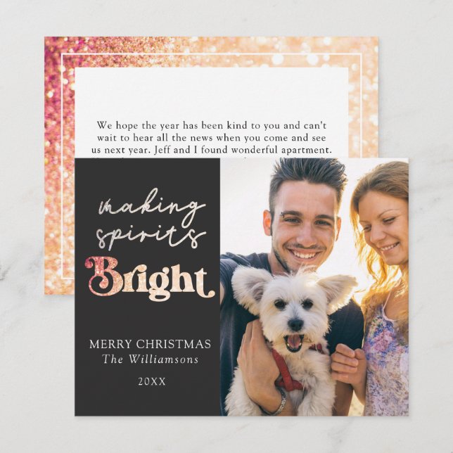 Skapar Sprit Bright Anpassningsbar Photo jul Anteckningskort (Fram/baksida)