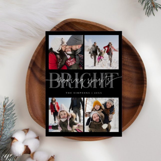 Skapar Sprit Bright Black jul Multi Photo Julkort (Skapare uppladdad)