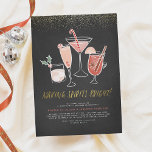 Skapar Sprit Bright | Chalkboard Cocktail Party Inbjudningar<br><div class="desc">Skapar sprit smart! En uppsättning handmålade juldrycker, inklusive en martini med candy cane, mullad vin med stjärnanis orange, kanel, champagne med kandisvaror och frysta bär och vit rysk som dekorerats med en skal mot en krita. Nedan finns handskrivna guld-bokstäver och uppgifter om party i enkel typografi. Överst i inbjudan finns...</div>