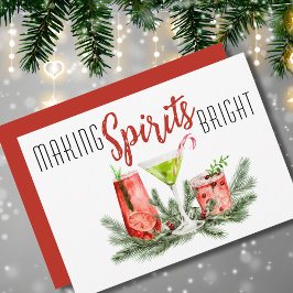 Skapar Sprit Bright Festive Cocktails Watercolor Julkort
