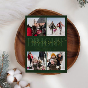 Skapar Sprit Bright Grönt jul - multifoto Julkort