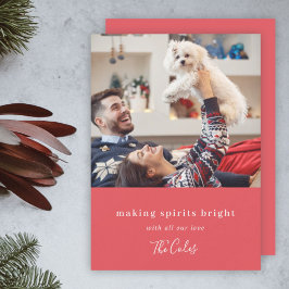 Skapar Sprit Bright | Modern röd julfoto Julkort