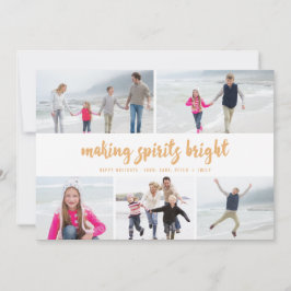 Skapar Sprits Bright Helgdag Photo Card | Guld Julkort