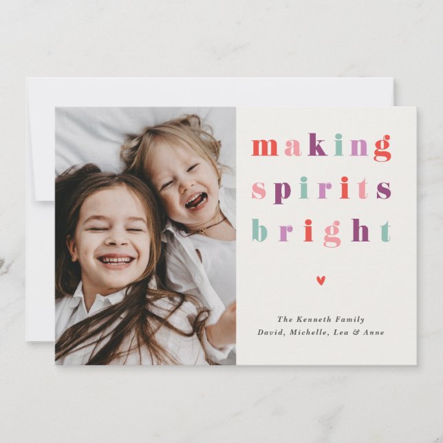 Skapar Sprits Bright Modern Helgdag Photo Card Julkort (Framsida)