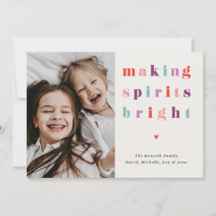 Skapar Sprits Bright Modern Helgdag Photo Card Julkort