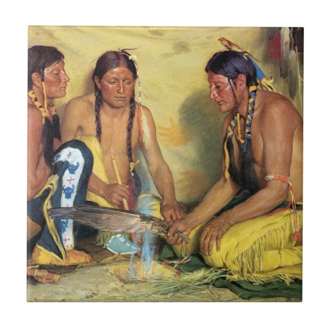 Skapar Sweetglass Medicine, Blackfoot Ceremony Kakelplatta (Framsidan)