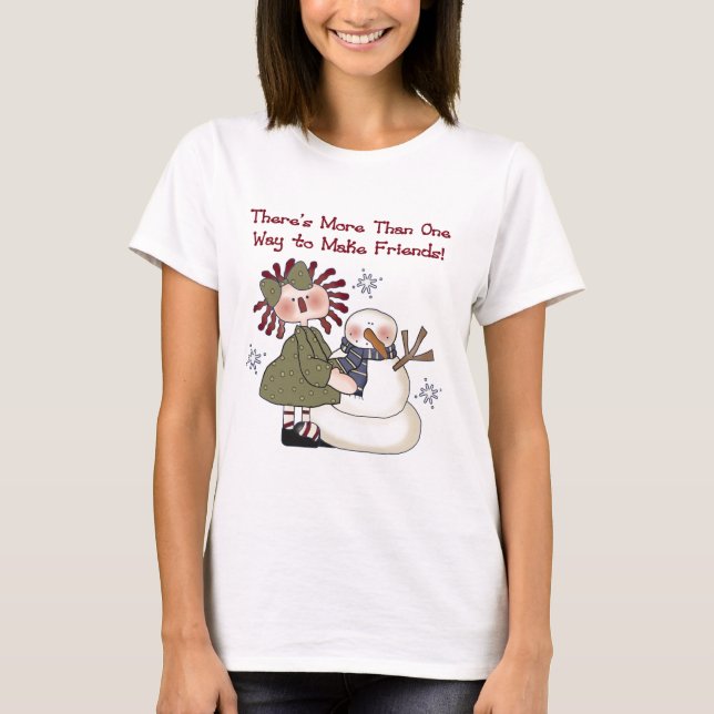 Skapar Vänner Snögubbe T-shirts och gåvor (Framsida)