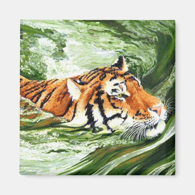 Skapar Vinkara - Swimming Tiger Magnet (Framsidan)