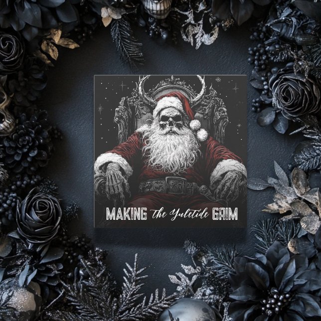 Skapar Yuletide Grim | Gothic Skeleton Santa Julkort (Skapare uppladdad)