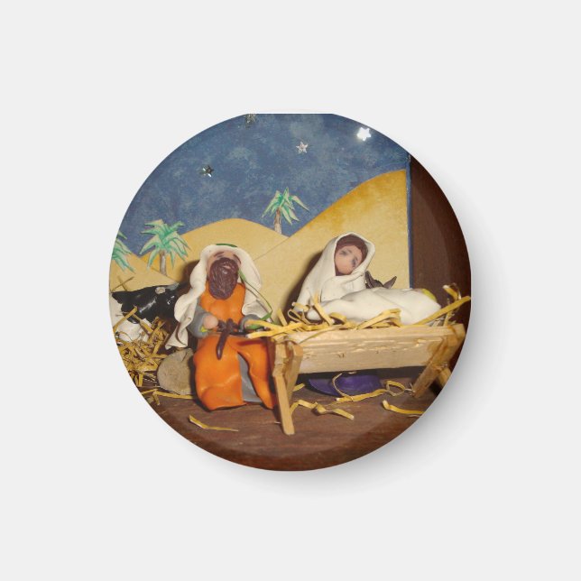 skaparscen Jesus Mary Joseph stabil säsong Magnet (Framsidan)