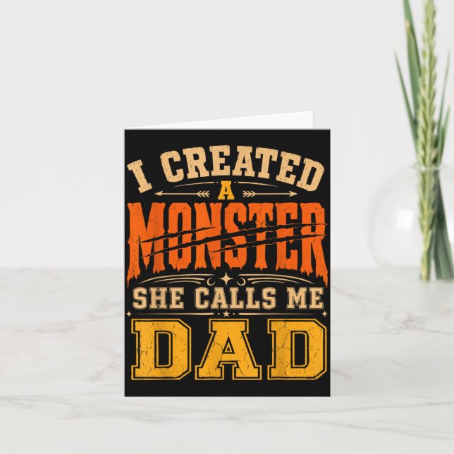 Skapat Ett Monster Pappa Dotter Faders Dag Pappor  Kort (Framsida)