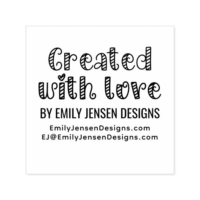 Skapat med Kärlek #2 Business Namn webbplats-URL Självfärgande Stämpel (Design)