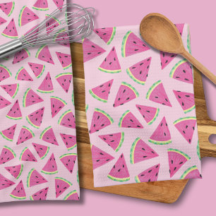 Skapat mönster med rosa vattenmelon kökshandduk