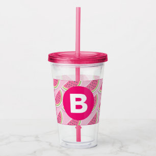 Skapat Mönster med Rosa Vattenmelon och Bokstav Take Away Mugg