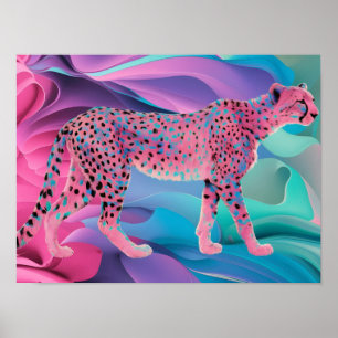 Skapat Pastel Cheetah Abstrakt Tapet Poster