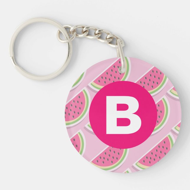 Skapat Rosa Vattenmelonmönster Cirkelmonogram (Framsidan)