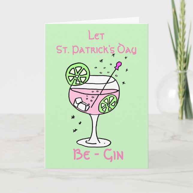 Skapat St. Patricks-kort med rosa gin Kort (Framsida)
