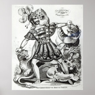 Skåpbil Amburgh det djuriska mer tamer, 1838 Poster