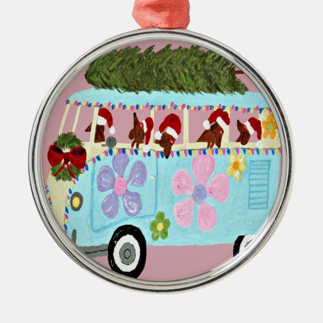 Skåpbil för taxSantas jul Julgransprydnad Metall (Framsidan)