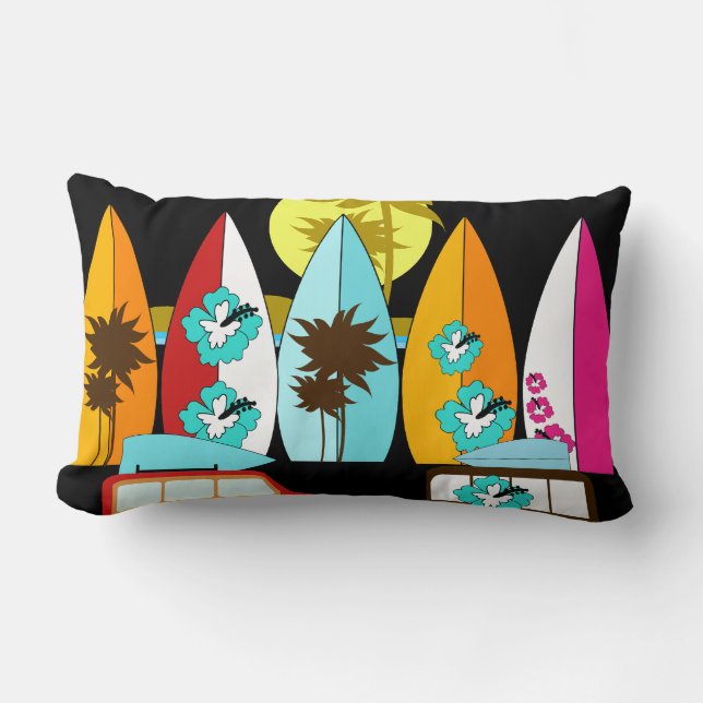 Skåpbilar för Hippie för surfingbrädastrand dåliga Lumbarkudde (Framsida)