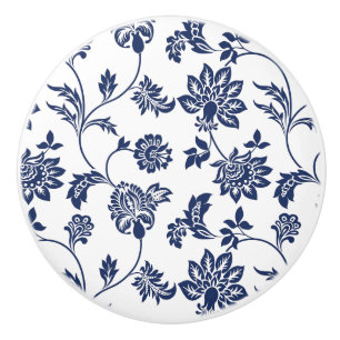 Skåpbord/Dörrkeramiska knop - Fransk blå/vit Knopp
