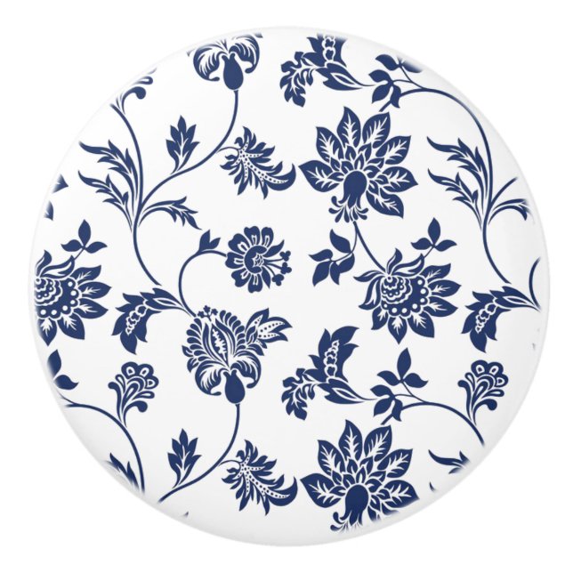 Skåpbord/Dörrkeramiska knop - Fransk blå/vit Knopp (Framsidan)